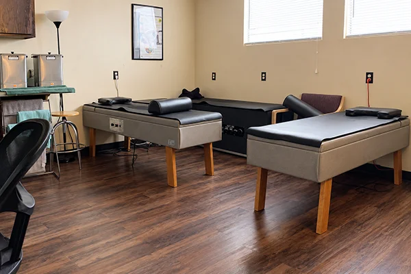 Treatment room at ChiroCare North San Antonio for chiropractic and injury rehabilitation care.
